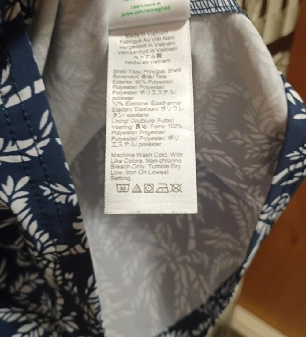 J. CREW FLEX SWIMWEAR Men's Palm Tree Blue/White  Size Large